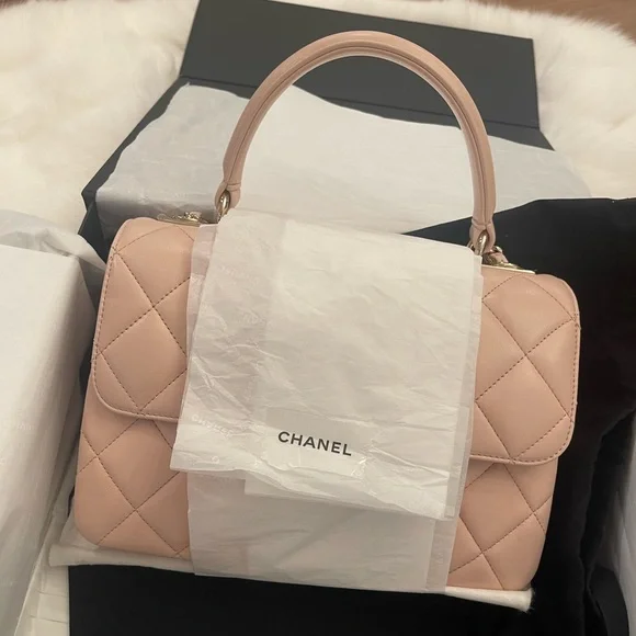 CHANEL Lambskin Quilted Trendy CC Dual Handle Flap Bag Beige - Picture 5 of 15